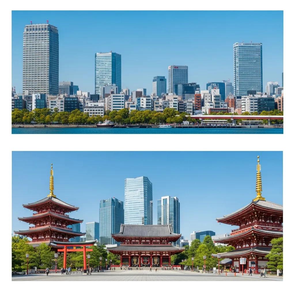 Japan's skyline showcasing modernization alongside traditional architecture